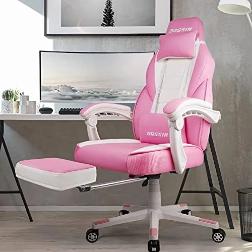 BOSSIN Big and Tall Gaming Chair 400lb Capacity, Ergonomic Heavy Duty with Footrest and Massage